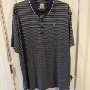 Callaway Men's Black and White Striped Polo Shirt